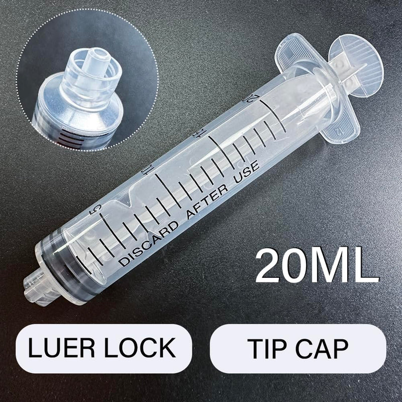 [Australia - AusPower] - 20mL Luer Lock Syringe 4 Pack Large Plastic Syringes without Needle, for Liquid, Oral, Measurement, Dispensing, with Cap 