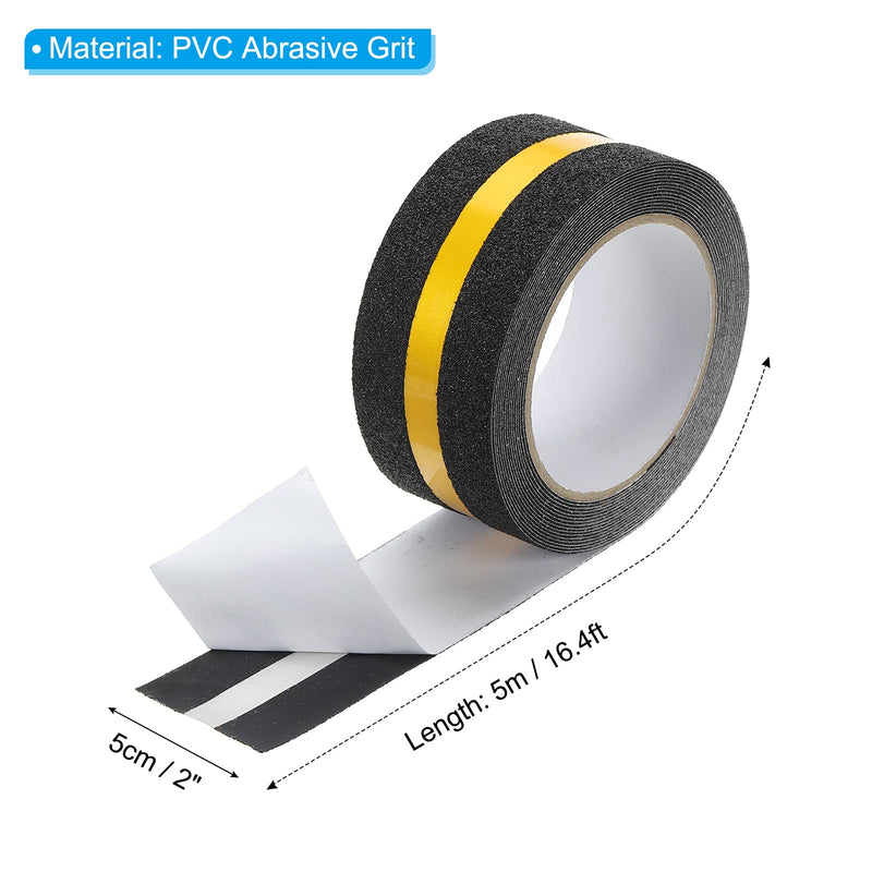 PATIKIL 2 Inch x 16.4 Ft Anti Slip Traction Tape with Reflective Strip, Non-Slip Grip Tape Non Skid Tread Safety Tape for Stairs Steps Deck, Black 1