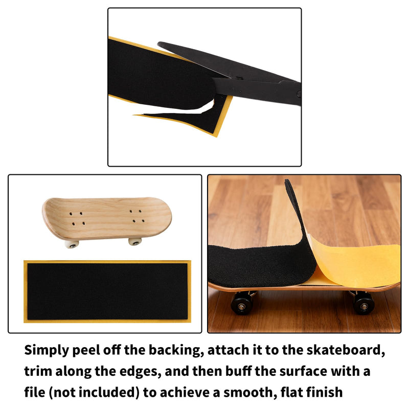 Penitue 30pcs PRO Fingerboard Grip Tape, 11x3.8cm/4.33x1.5in Foam Anti-Slip Sandpaper Skate Board Stickers with Strong Adhesive Backing for Finger Board Skateboard Games & Tricks (Black)