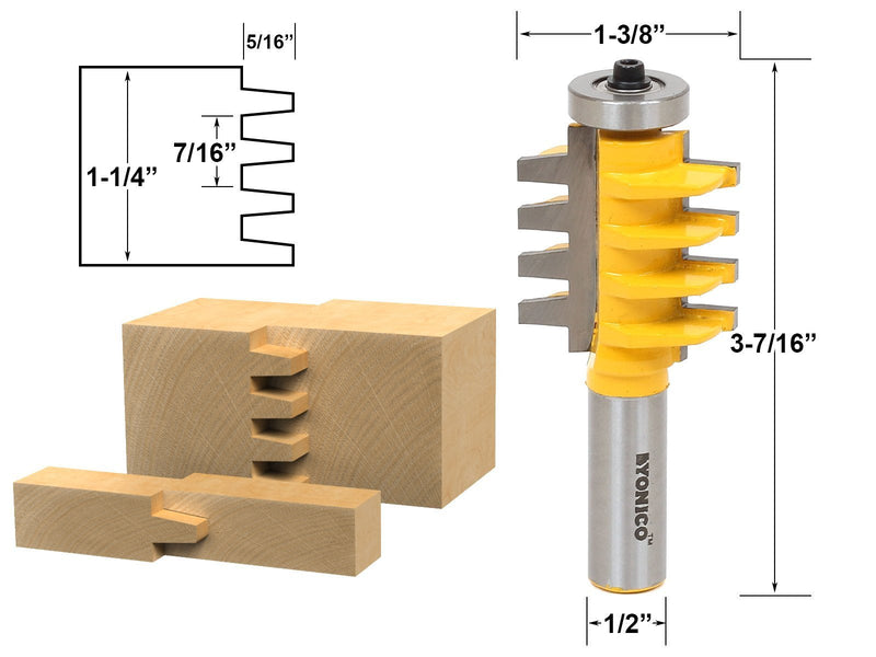 YONICO Finger Joint Router Bits 1-1/4-Inch 1/2-Inch Shank 15131 1-1/4" Cut Height-1/2" Shank