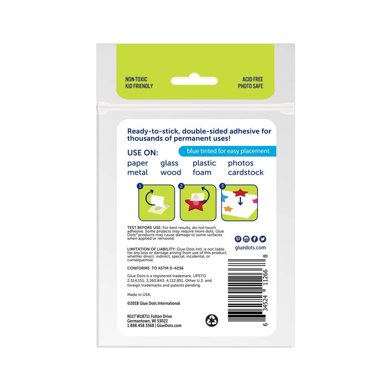 [Australia - AusPower] - Glue Dots Double-Sided Permanent Dots, 6 Pack, 1/2'', Blue Tint, Pack of 360 (OF111PERM-AMZ) Permanent Sheets 