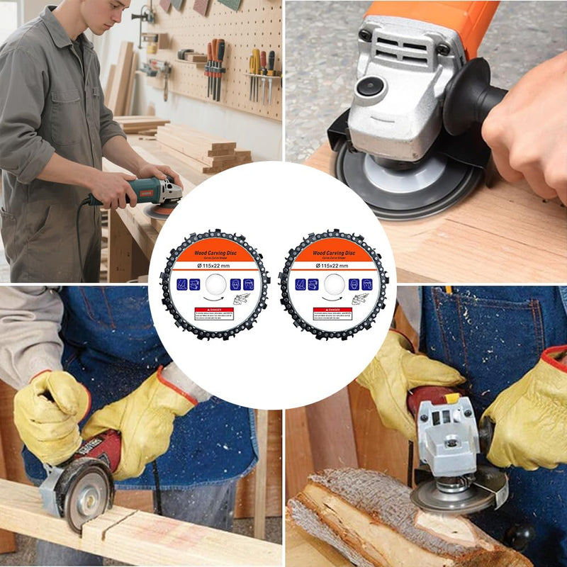 Pack of 2 Milling Disc for Angle Grinder Wood 100 mm, Rasp Disc for Wood Carving & Milling, Suitable as a Paint Router, Root Milling for Grinding, Milling & Carving Soft & Hardwood