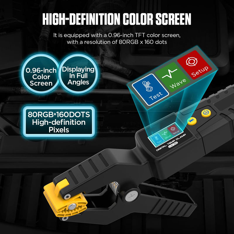 [Australia - AusPower] - HVAC Digital Thermometer LM55 Digital Temp Clamp HVAC Thermometer High Precision Sensor Real-Time Temp Measurement for Heating&Cooling Systems -50°C~260°C Store 8 Waveform Data, Ajustable Brightness 
