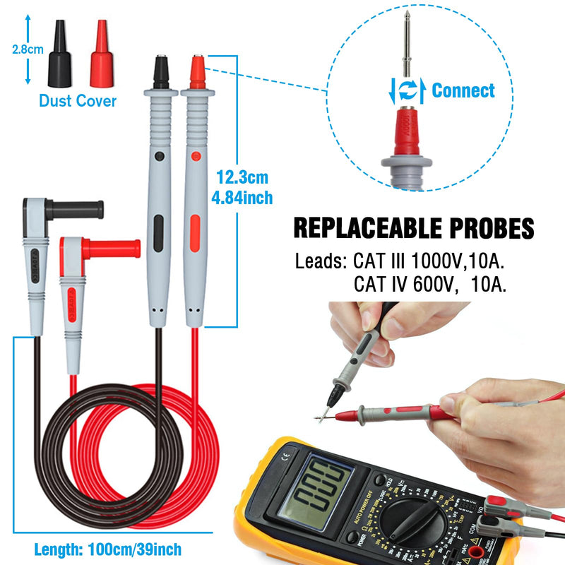 [Australia - AusPower] - Multimeter Test Leads Set,21PCS Digital Electrical Test Probes Set with Alligator Clips,SMD IC Test Hook Clip,Test Tweezer,Spade Plug,Replaceable Precision Sharp Probes for Multimeter Testing Test Kit-2 