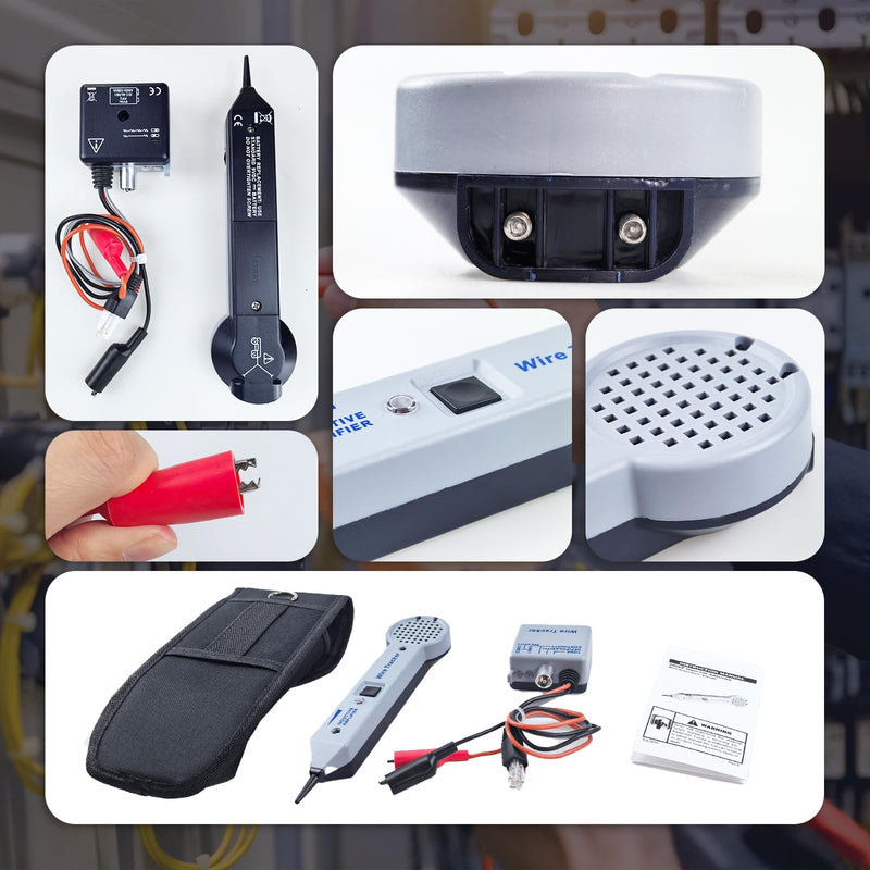 [Australia - AusPower] - 200EP Wire Tracer Circuit Tester, High Accuracy Tone Generator Kit, Multi-Tone Cable Detector Kits with Inductive Amplifier, Probe Kit with Adjustable Volume for Network Cable Collation 
