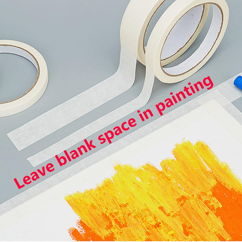 QRITY 2 Rolls Masking Tape, Adhesive Painting Tape, 15mm x 50m(0.59 inch x 54.6 Yards) White Paper Tape, Artist Drafting Tapes, for Painting, Craft, Art