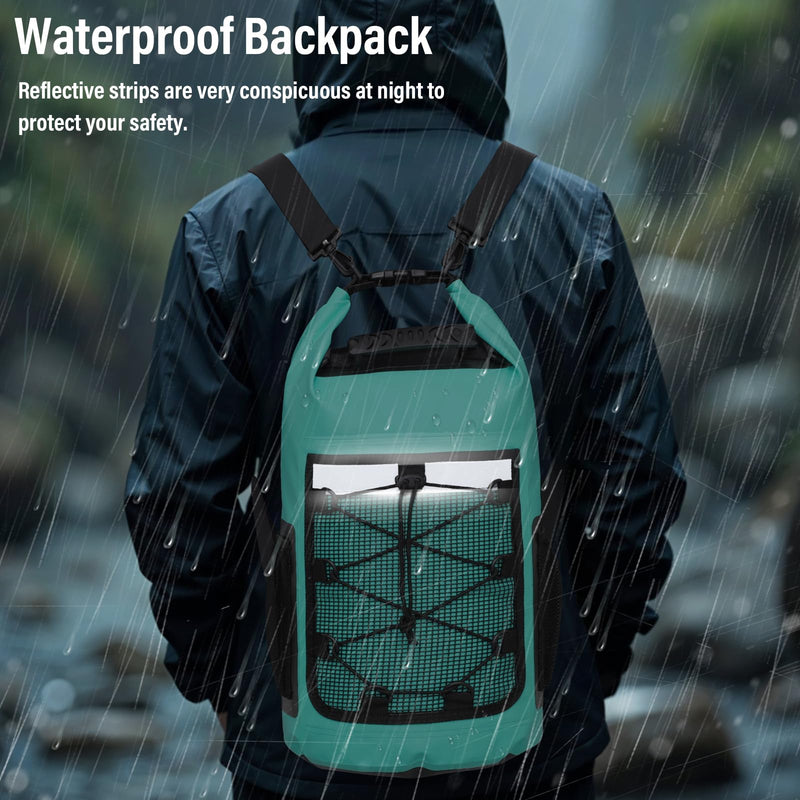 Pimoys Dry Bag, 25L Waterproof Backpack, Dry Bags Kayak for Women Men, Roll Top Outdoor Travel Bag for Boating, Kayaking, Fishing, Hiking, Rafting(Lake Blue) Lake Blue