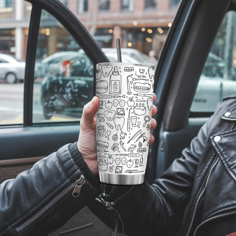 [Australia - AusPower] - 4LIEUBASMI 20 Oz Dental Laser Engrave Tumbler - Dentist Appreciation for Men & Women, Dental Hygienist Cup, Perfect for Christmas, Birthday, Retirement, Coworkers, Friends, Dental Office Gift Dental Icon 20oz 