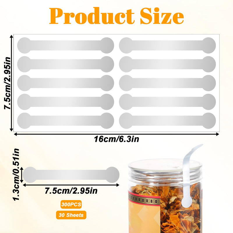 300 PCS Silver Tamper Evident Stickers Tamper Proof Tape Security Labels 0.5 X 2.9 Inch Bottle Sealing Tape for Food Packaging, Bottles, Envelopes