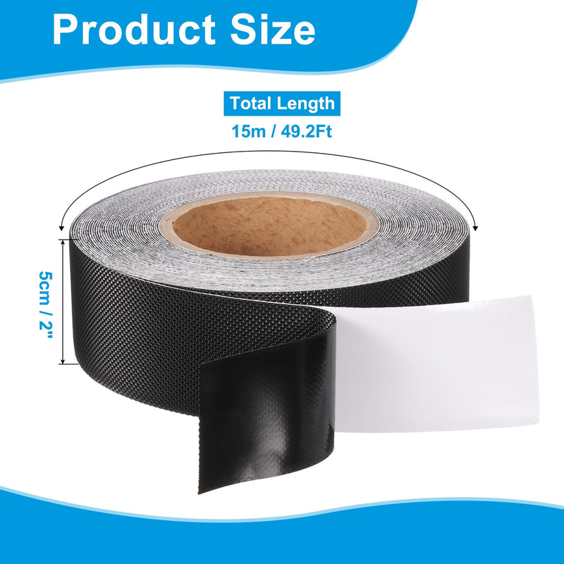 uxcell Rubber Grip Tape, 2" x 49.2 Ft PEVA Non-Slip Tape Diamond Textured Adhesive Grip Tape for Outdoor/Indoor Steps, Stairs, Traction Tread Stair, Bathroom (Black) 15m/49.2 Ft Black