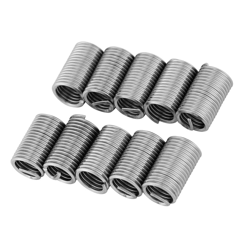 M8 x 1.25 x 3D Threaded Inserts, 10 Pieces Stainless Steel Helicoil Wire Thread Screw Inserts Repair Tool Set, for Automotive, Steam Turbines, Metal Plastic Processing Industry