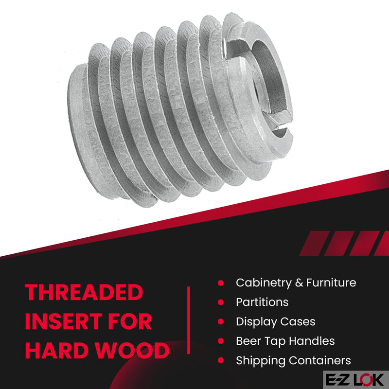 E-Z Lok 400-4-CR 400-4 Threaded Insert, Stainless Steel, 0.500" L, Knife Thread, 1/4"-20 Internal Threads, 0.625", 18-8 Stainless Steel (Pack of 10)