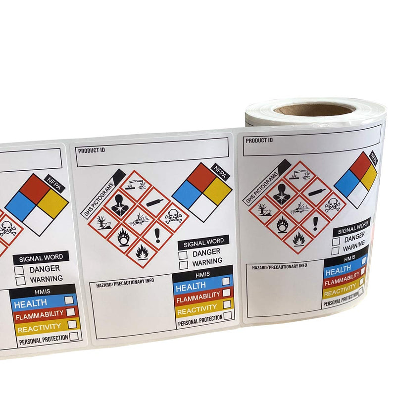 GHS Labels, SDS OSHA Labels for Chemical Safety Data, 3 x 4 Inch Roll of 260 MSDS Stickers with GHS