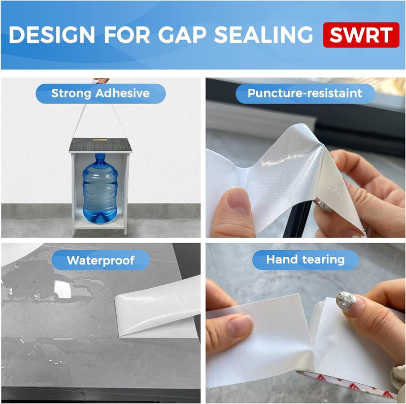 SWRT 2Pack Duct Tape White Heavy Duty - 9 Mil White Duct Tape Strong Adhesive, 2 in x 30 YD (Total 60YD) Duct Heavy Duty Waterproof All Weather No Residue Sealing & Patching for Indoor&Outdoor Repair 2 pack