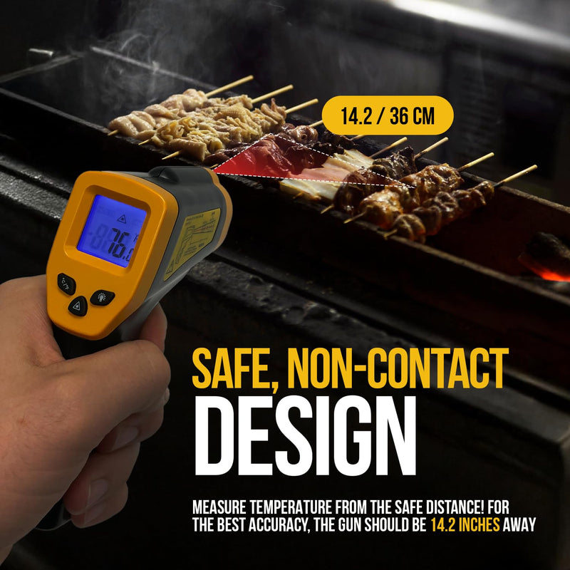[Australia - AusPower] - Infrared Thermometer Gun - Digital Food & Surface Temp Gun (-58F to 1022F) for Pizza Oven, Grill, Meat, HVAC, Engine 