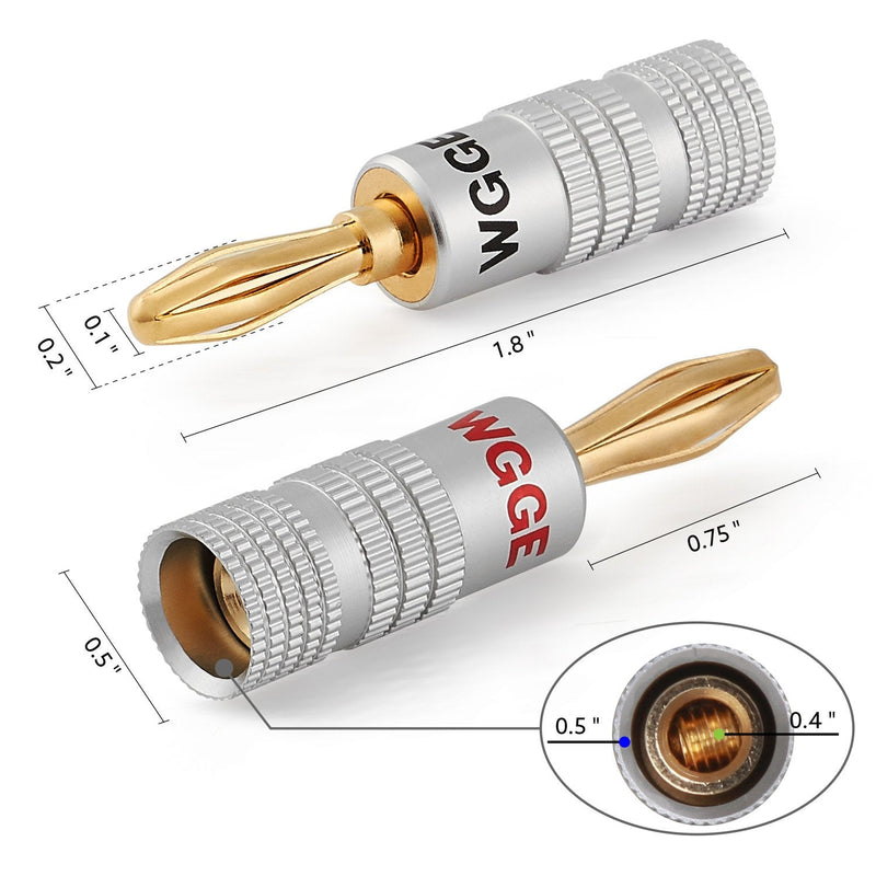 [Australia - AusPower] - WGGE WG-009 Banana Plugs Audio Jack Connector 6 Pairs / 12 pcs, 24k Gold Dual Screw Lock Speaker Connector for Speaker Wire, Wall Plate, Home Theater, Audio/Video Receiver and Sound Systems 6 Pairs (12 plugs) 