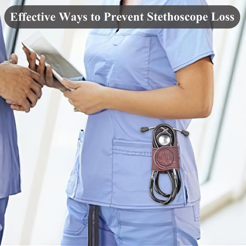 [Australia - AusPower] - Mtzmy PU Leather Stethoscope Holder with Clip for All Models: Littmann, ADC, MDF, Adscope, Stethoscope Holder Holder, Perfect for Doctors, Nurses, EMT (1-Brown) 1 pc. 1-brown 