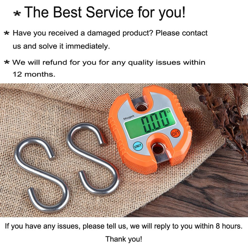 [Australia - AusPower] - Digital Hanging Scales Portable Heavy Duty Crane Scale 150 kg 300 lb 2 AAA Batteries(Not Included) (Orange) Orange 