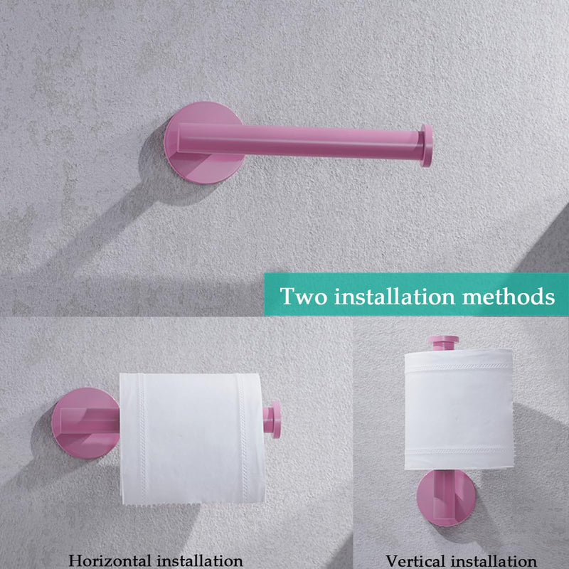 Pink Toilet Paper Holder -Sturdy Round Toilet Paper Holder Wall Mount for Bathroom, Premium SUS 304 Stainless Steel Toilet Paper Roll Holder,Drilling,Pink,96006-6PK Pink