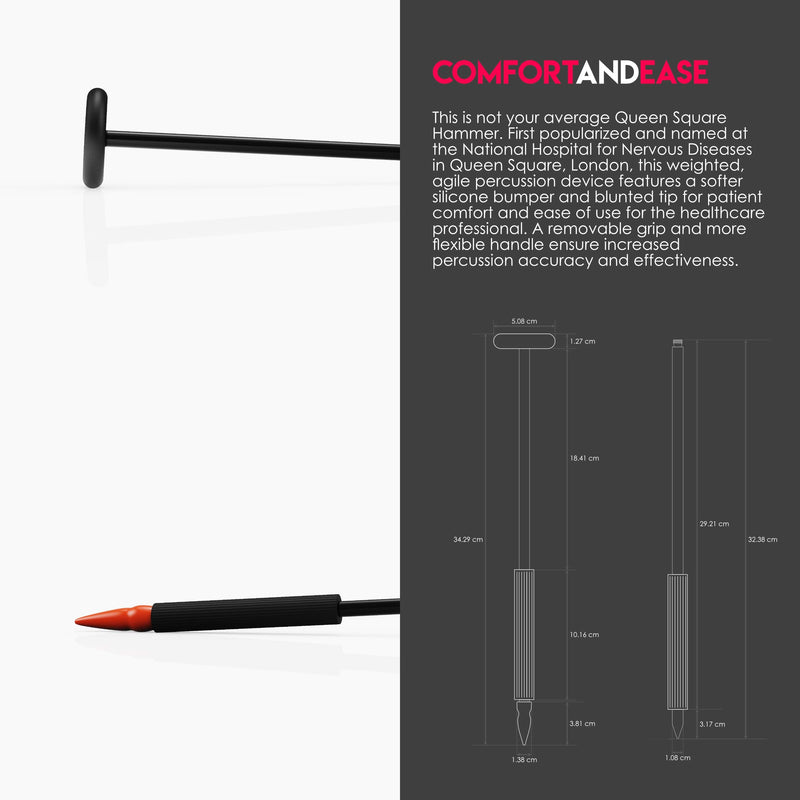 [Australia - AusPower] - MDF Instruments, Queen Square Neurological Reflex Hammer with Pointed tip for Superficial responses - Free-Parts-for-Life & Lifetime Warranty - Black (MDF545-11) 