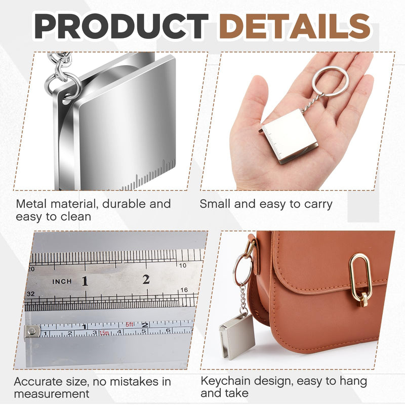 Quelay 10 Pcs Mini Measuring Tape Metal Keychain Tape Measure up to 4ft Small Retractable Pocket Measure Keychain for Sewing, DIY, Gifts and Party Favors (Silver) Silver