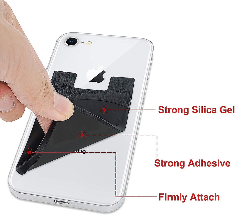 [Australia - AusPower] - Senose Phone Wallet, Card Holder for Back of Phone Stick on Phone Cases Great Storage Compatible for iPhone/Android/Samsung Galaxy Pack of 5 Black+White+Gray+Pink+Light Blue 