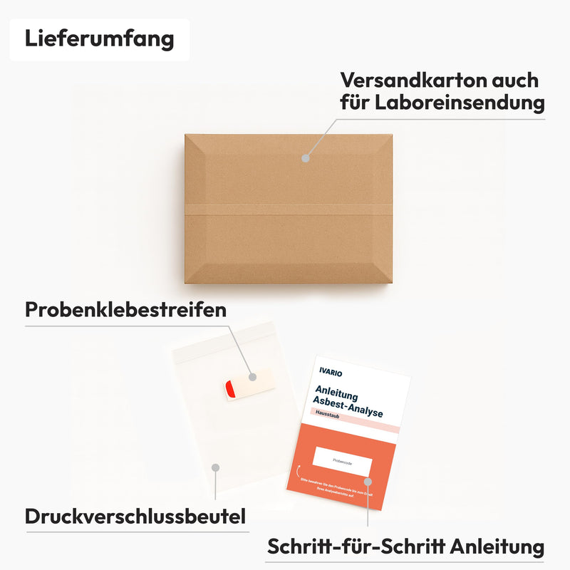 IVARIO Asbestos Test House Dust/Indoor Air | If asbestos fibres are suspected, have it analyzed in the German specialist laboratory