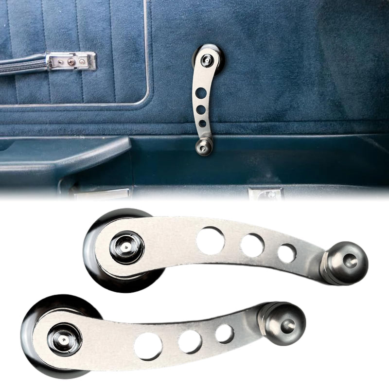 [Australia - AusPower] - 2Pcs Car Window Crank Handle, Aluminum Billet Car Wagon Door Window Winder with Hex Wrench and Screws, Window Riser Winder Crank Replacement Fit for Classic Car (Silver) Silver 