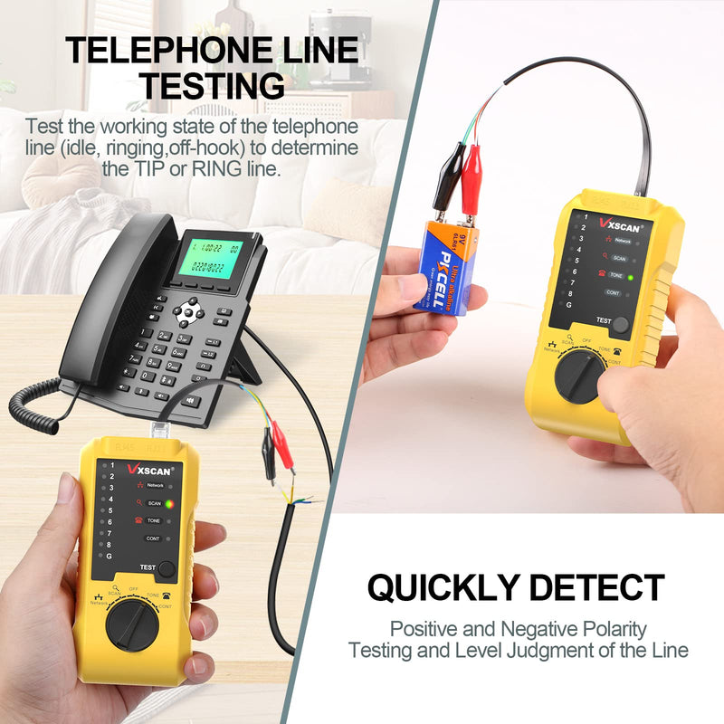[Australia - AusPower] - Network Cable Tester, VXSCAN Cable Tester Line Finder Wire Tracer for Cat5 Cat6 Test, Ethernet/Telephone Cable with Earphone for RJ11 RJ45 Continuity Checking, LAN Network Cable Collation 