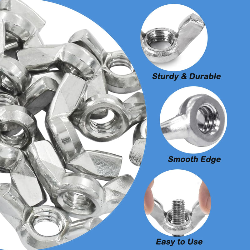 [Australia - AusPower] - 20 Pack 1/4"-20 Wing Nuts,304 Stainless Steel Wing Nuts,Hurrican Screws Hand Twist Tighten Ear Wingnuts Fasteners Parts, Butterfly Nut 