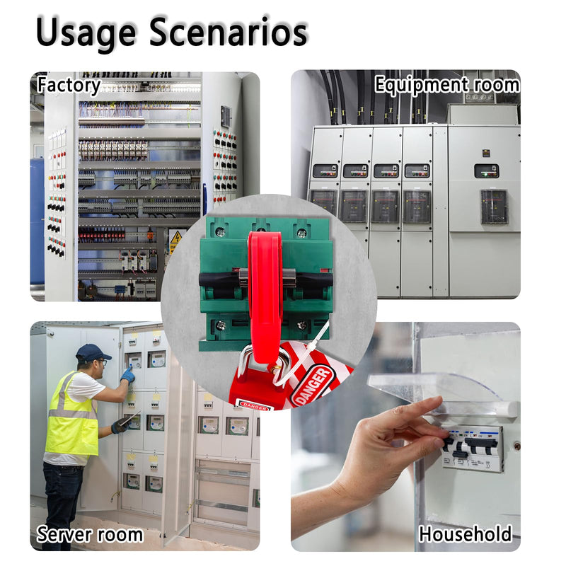 [Australia - AusPower] - Circuit Breaker Lockout,Red Electrical Box Circuit Breaker Lockout,Tagout Breaker Box Lock for 110-240v Standard Single and Double Toggles,OSHA Compliant (1 set with lock) 1 set with lock 