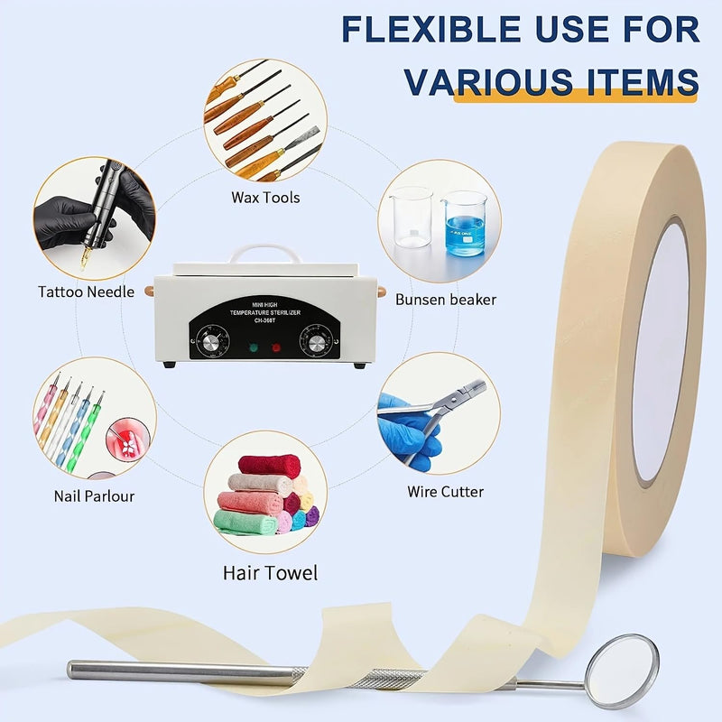 [Australia - AusPower] - 3 Rolls Autoclave Sterilization Indicator Tape Set for Beauty and Nails Salons/Tattoo and Dental Tool Cleaning Use, 1/2", 3/4", 1" Width, 55 Yards/Roll A-0423003 