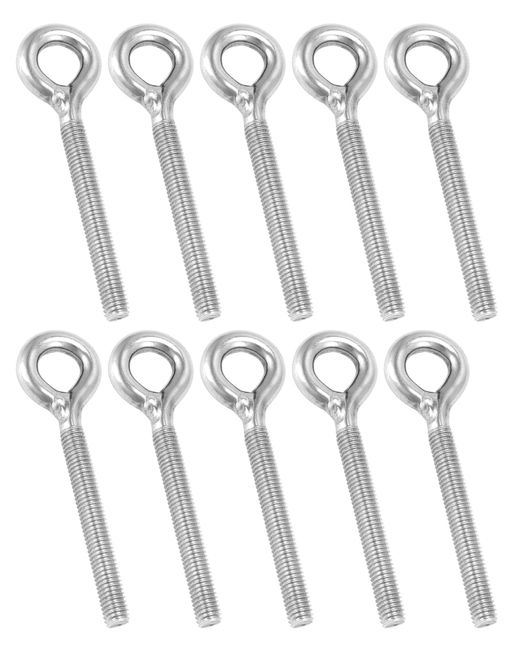 QWORK M8 Eye Bolt Ring Bolts, 10 Pack Heavy Duty Stainless Steel Shoulder Lifting Ring Threaded Eyebolts, Welded Closed Screw Rod Eye Screw Bolts