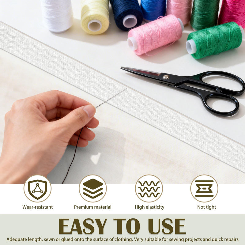 2 Rolls Silicone Gripper Elastic Band for Sewing, 1 in x 5 Yds, Non Slip Wave Silicone Grip Tape Stretchy Ribbon for Clothing Pants Waistband Wig Making, Black + White Black + White: 1 In x 5 Yds