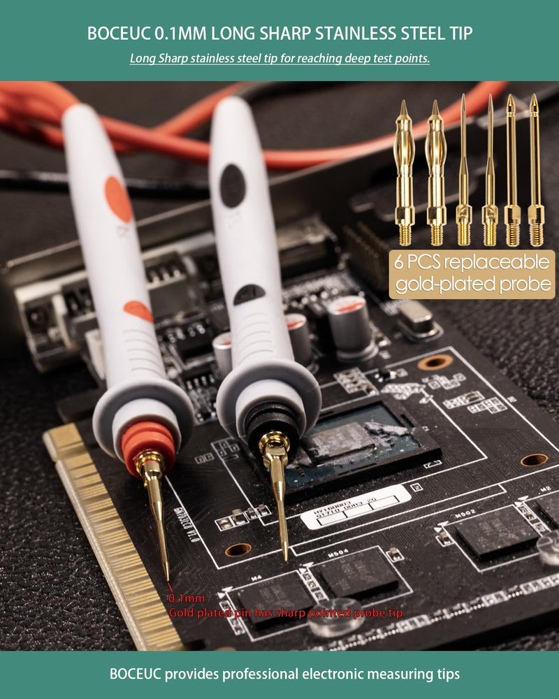 [Australia - AusPower] - Electrical Test Leads Soft Silicone Cable Multimeter Test Probe Set with Replaceable Gold-Plated Multimeter Probes 1000V CATIII & 600V CATIV 16A for Fluke/AstroAI/INNOVA Clamp Meter Test Leads Kit 372 