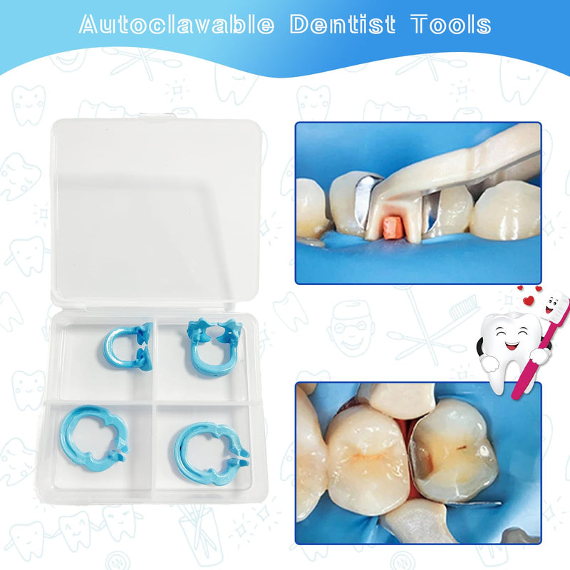 [Australia - AusPower] - 4-Piece Dental Rubber Dam Clamps Set, Hard Resin Material, includes Anterior and Posterior Rubber Barrier Clips, Endodontic Rubber Dam Holders, Autoclavable Dentist Tools for Tooth Isolation Blue 