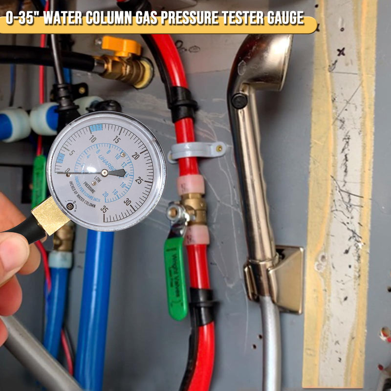 [Australia - AusPower] - Manometer Gas Pressure Tester, Manometer LP Gas Pressure Tester Gauge 0-35" W.C, 1/8" NPT Fitting with Barbed Connection, 40" Hose 