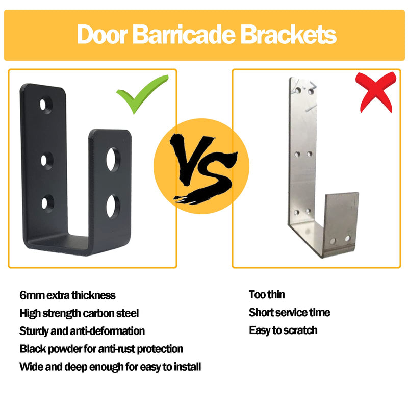[Australia - AusPower] - Door Barricade Brackets, 2 Pack 2x4 Door Barricade Brackets Door Security Barricade Brackets Bar Security Holder for Home, Barn, Shed, Garage, Gate to Security Door Reinforcement Fits 2x4 Bars, Black 