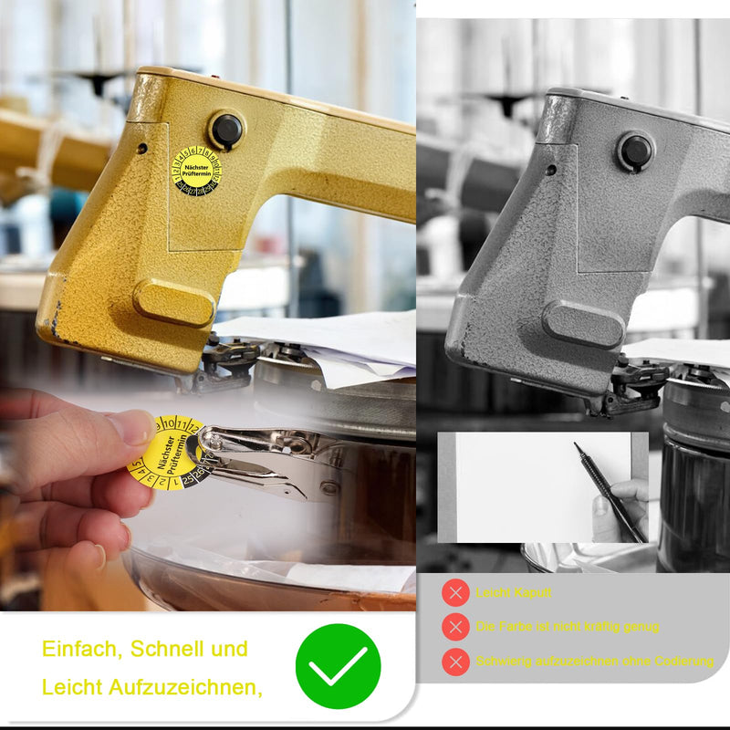 [Australia - AusPower] - 1000 Pieces Next Test Date Test Badges 1 Punch Pliers Test Badge Pliers Round Hole 3 mm Set Single Hole Punch 2025-2030 Yellow Self-Adhesive Test Sticker Punch Pliers for Test Badges Electric 1000 