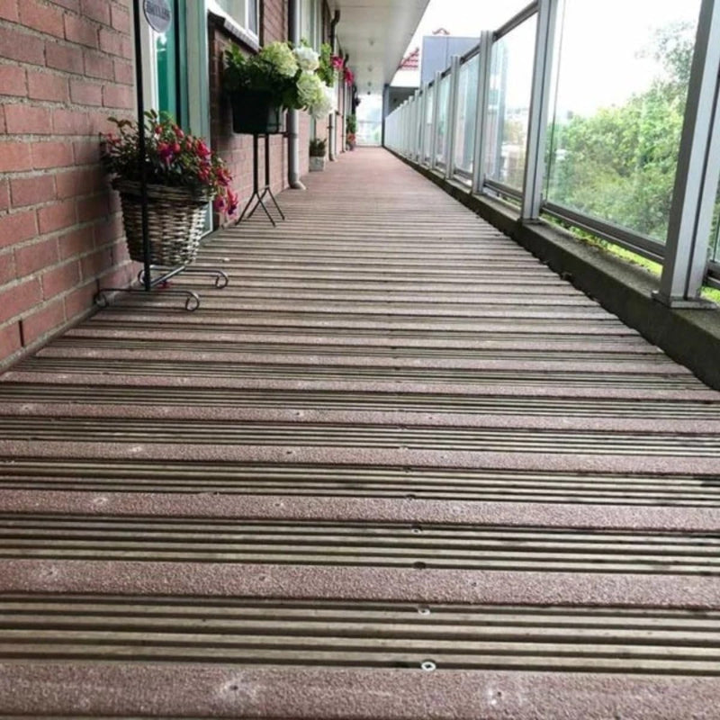 Anti-Slip Decking Strips - Pack of 5 (16" x 2") Heavy Duty GRP Non-Slip Treads for Outdoor Steps, Ramps & Decks - Weatherproof, Easy to Install, Long Lasting Safety Grip (Brown) Brown
