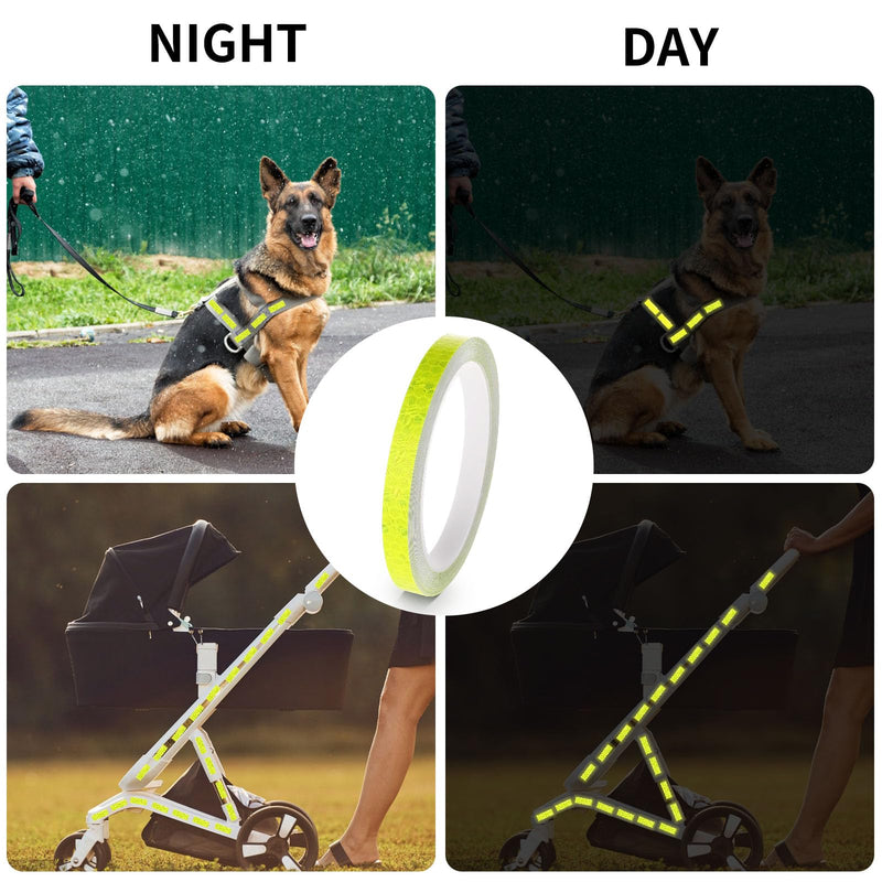 TIESOME Neon Reflective Tape 0.4In x 26 Feet, Safety Warning Glow in The Dark Tape High Viscosity Waterproof Durable Lasting Color Neon Tapes Outdoor DOT Auto Stickers (Yellow) Yellow