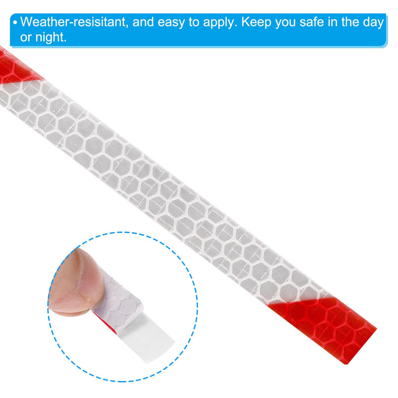 PATIKIL 0.3" x 26 FT Reflective Tape, 4 Pack Night High Visibility Waterproof Warning Safety Tape Outdoor Reflectors for Cars Bikes Motorcycles Trucks Trailers, Red White