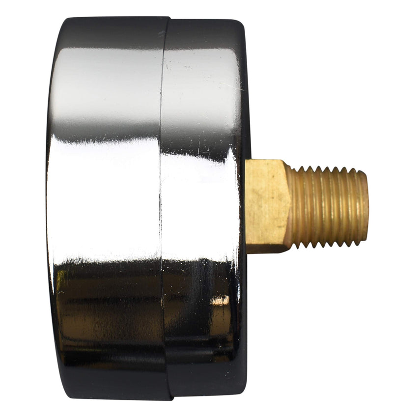 [Australia - AusPower] - 2-1/2" Pressure Gauge, Chrome Plated Steel Case, Dry, Vacuum -30 Hg/0, Back Mount 1/4" NPT -30 inHg 