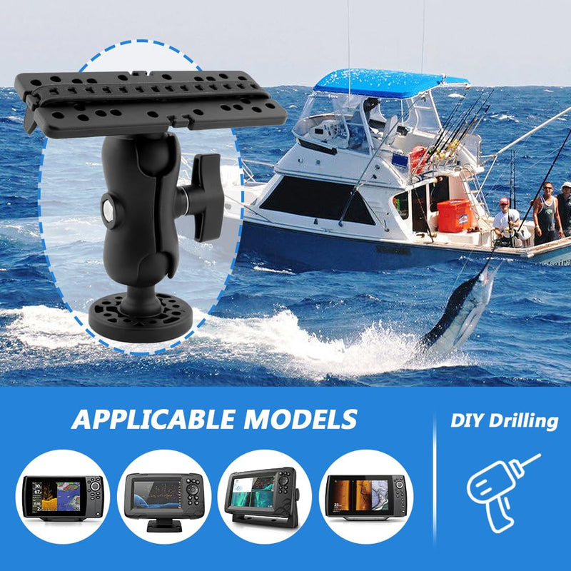 Fish Finder Mount Base, Universal 360 Rotation, Black