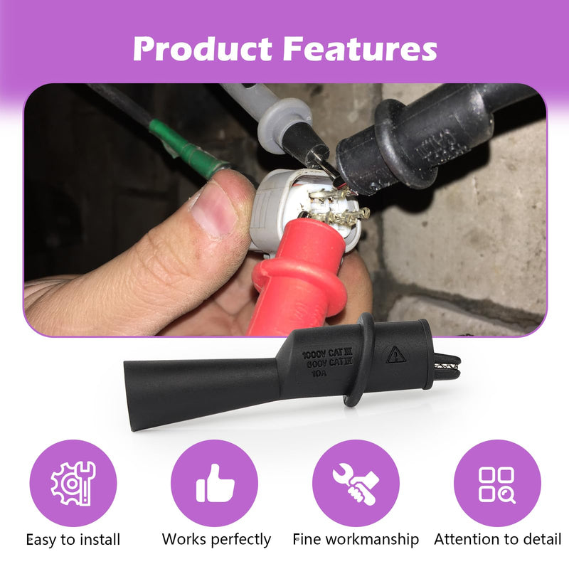 [Australia - AusPower] - AC175 Threaded Slide-On Alligator Clip Set with Flexible Boots Compatible with Fluke TL71, TL75, TL175 and TP175 Test Leads 
