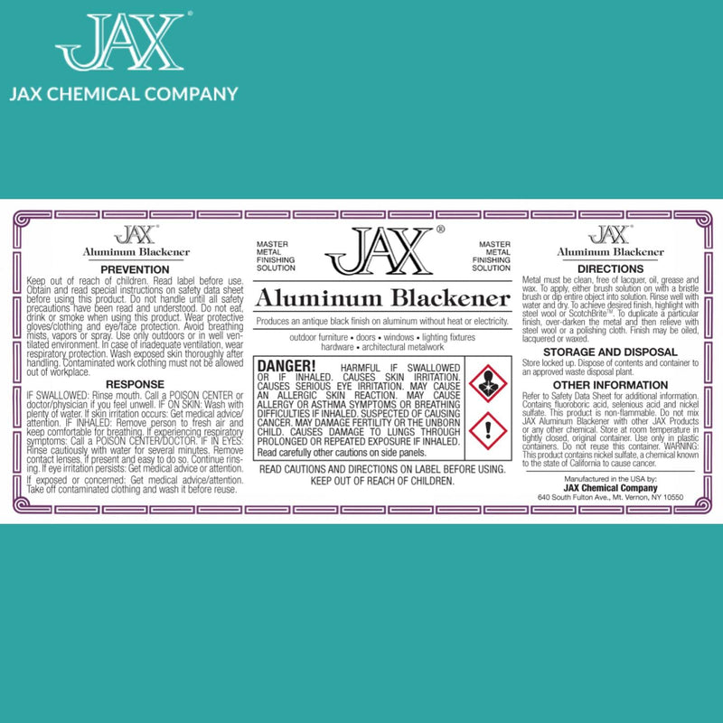[Australia - AusPower] - JAX Aluminum Blackener - Metal Finishing Solution - Antique Finish without Heat or Electricity - Pint 
