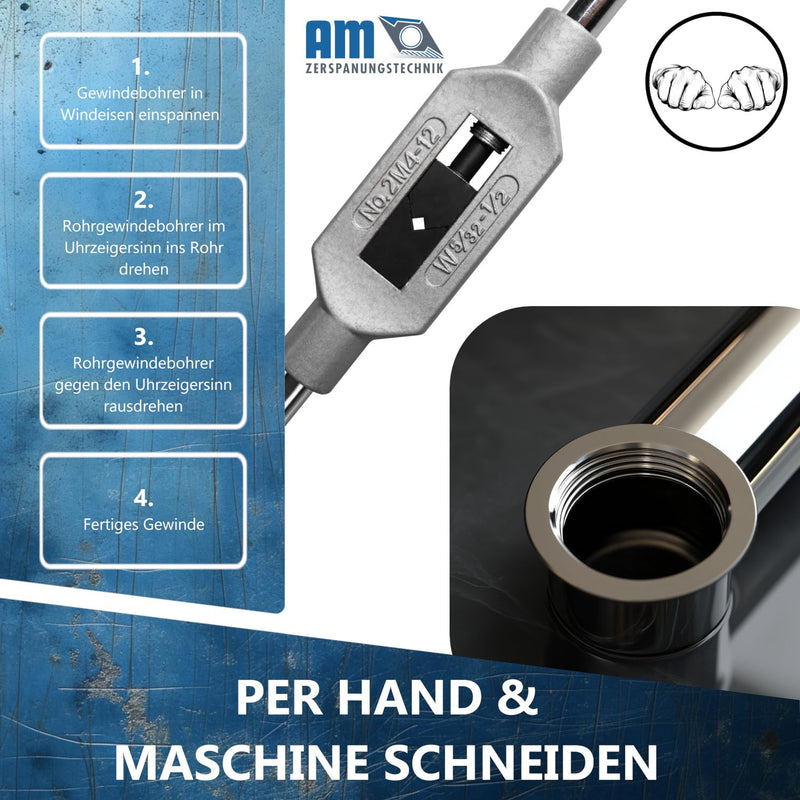 [Australia - AusPower] - AM-Zerspanungstechnik Pipe Tap G1/2 | Tap Cutter Inch | HSS Pipe Tap | Whitworth Pipe Thread G | Cutting Tap Inch Thread - G (BSP) 1/2 
