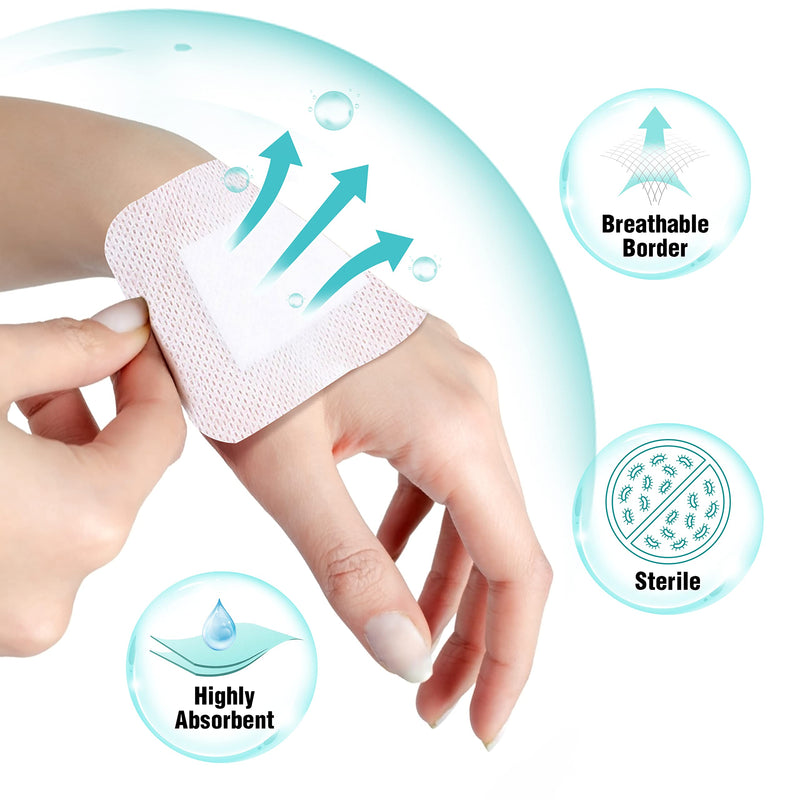 [Australia - AusPower] - General Medi Sterile Island Dressing Bordered Gauze  50 Count, 4" x 4" Gauze Pads, Wound Care Pad with Adhesive Border - Sterile, Soft & Highly Absorbent Medical Grade Dressing Pad 4" x 4"(50 Count) 