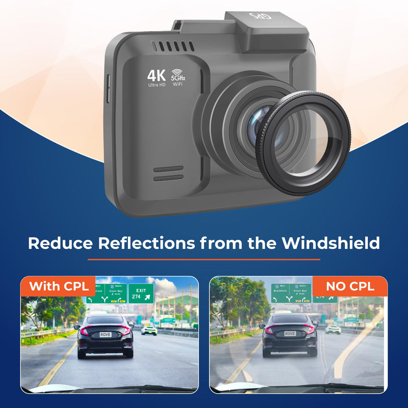 [Australia - AusPower] - ROVE Ultimate CPL Filter, Anti-Glare Circular Polariser Lens for ROVE R2-4K and R2-4K PRO Dash Cam Models 