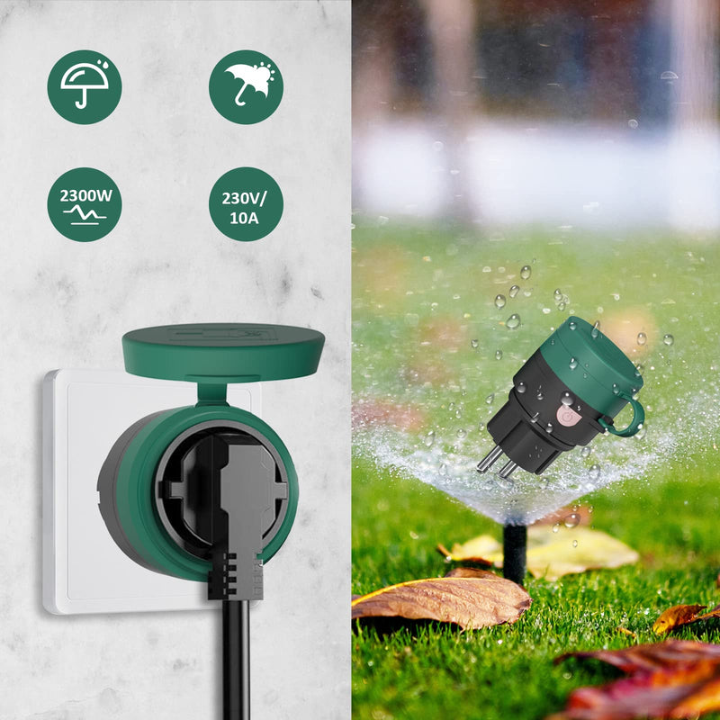 [Australia - AusPower] - SURNICE Radio Sockets with Remote Control Outdoor, IP44 Waterproof Socket Set 1 + 2, 2300 Watt, for Outdoor Use, 80 m Range, Plug & Play Radio Switch Set (2 Radio Socket + 1 Remote Operation) 1T+2R 